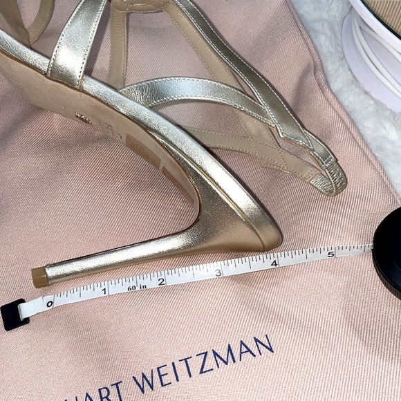 STUART WEITZMAN Womens Gold Slingback Soiree 100 Stiletto Heeled Sandal 7 M - Picture 8 of 10
